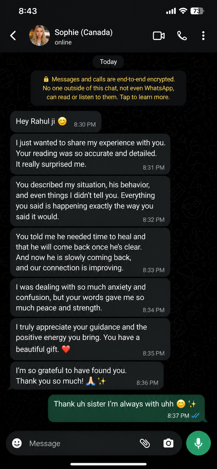 Love Tarot guidance client review
