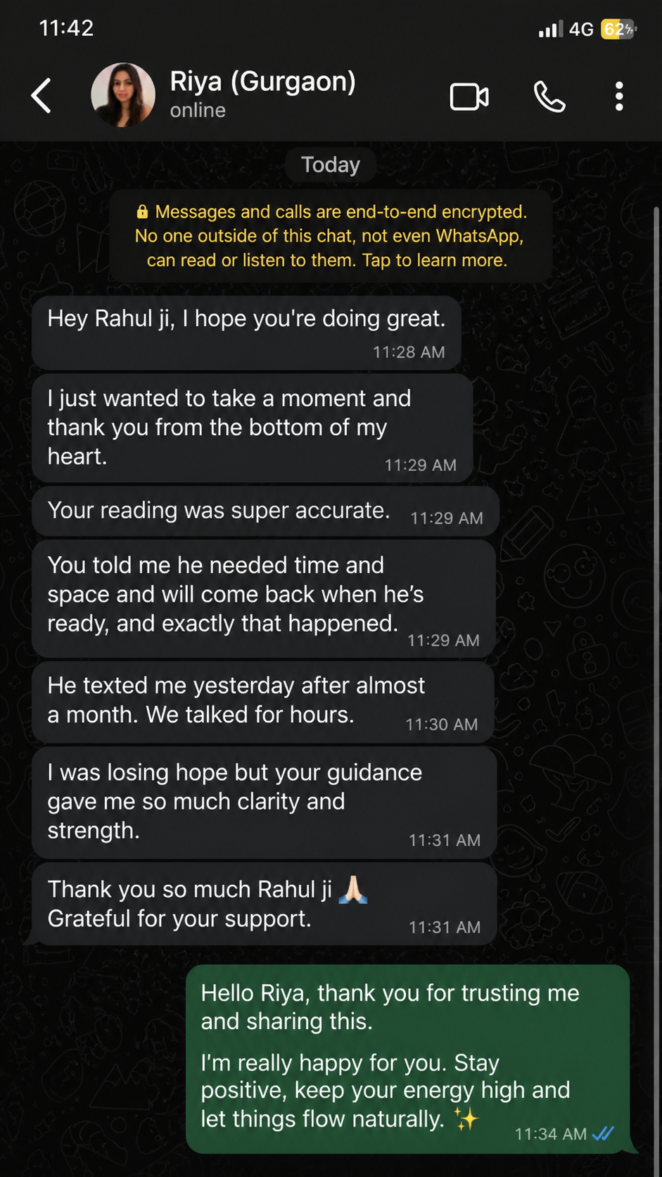 Love Tarot guidance client review